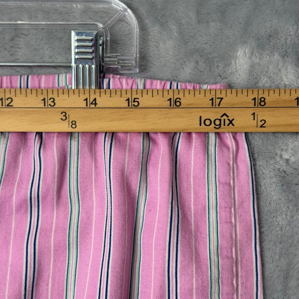 Lauren Ralph Lauren PJ Set Womens L Pink Stripe Cotton Monogram Preppy Classic - Picture 10 of 13